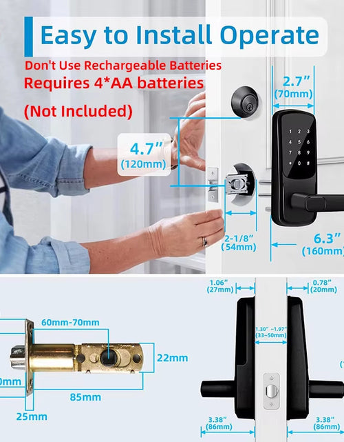 Load image into Gallery viewer, Smart Lock 5 in 1 Door Lock with Handle Biometric Technology Storage Memory Function TT LOCK APP Control