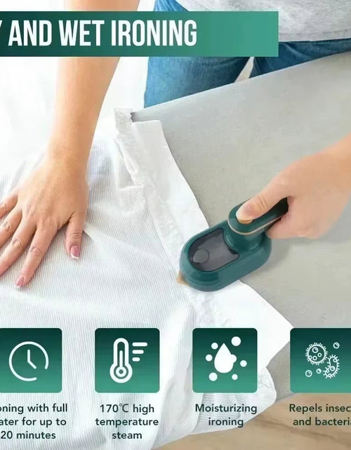 Load image into Gallery viewer, SteamJet Mini Iron – Portable Handheld Rotating Steam Iron for Home & Travel