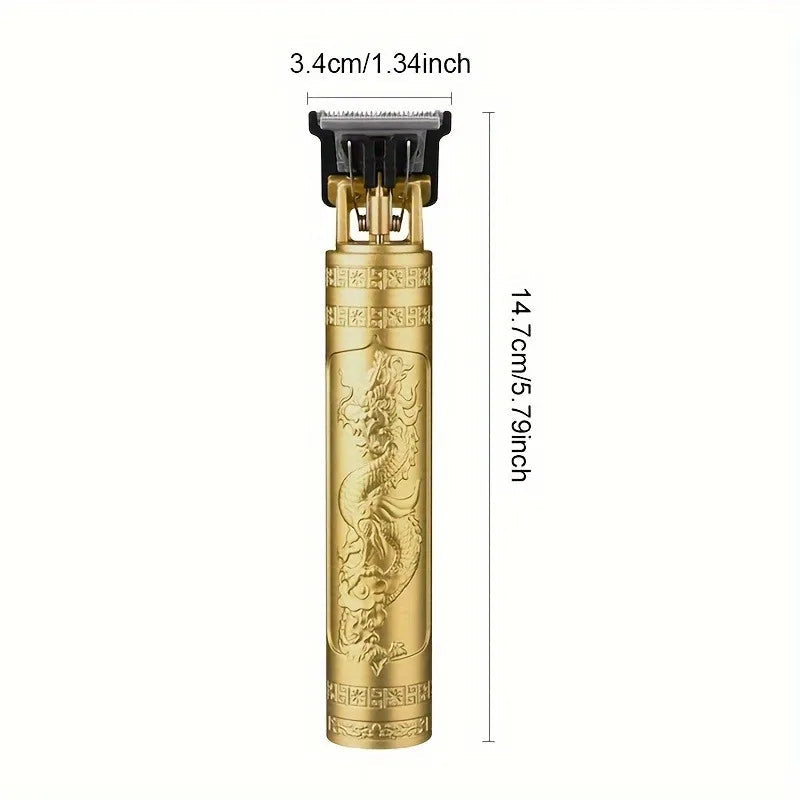 Rechargeable Trimmer with Engraved Dragon &amp; Buddha Design