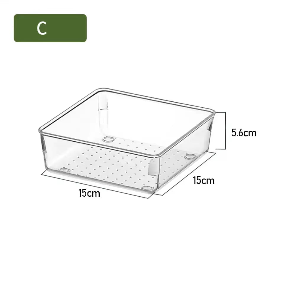 ClearNest Organizer – Transparent Anti-Scratch Drawer Storage Box for Cosmetics, Office &amp; Home
