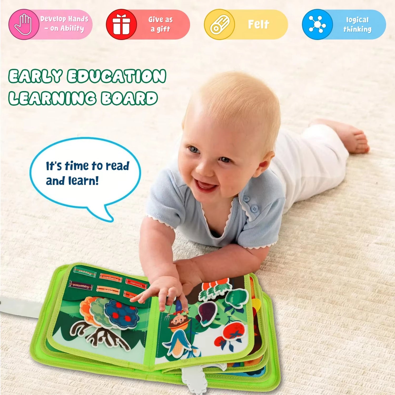 Little Learner Quiet Book – Soft Felt Sensory Activity Book for Toddlers &amp; Preschool Education