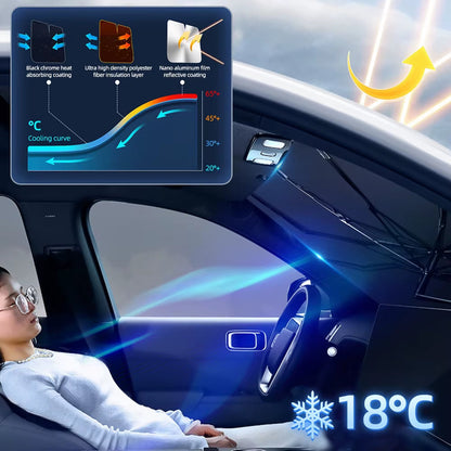 SunShield 360 – Rotatable Umbrella-Style Car Windshield Sunshade with UV &amp; Heat Protection