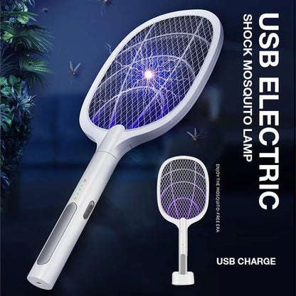 ZapAway USB Electric Mosquito Lamp &amp; Fly Swatter – Portable Handheld Triple-Layer Mesh for Instant Relief