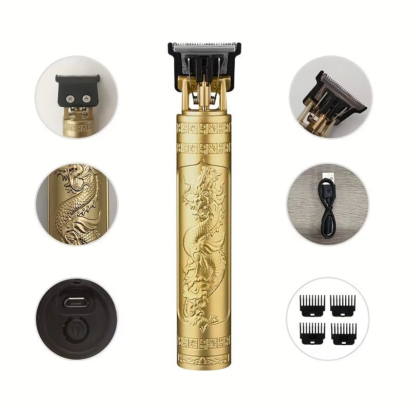 Rechargeable Trimmer with Engraved Dragon &amp; Buddha Design