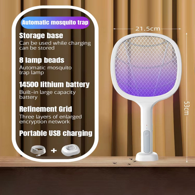 ZapAway USB Electric Mosquito Lamp &amp; Fly Swatter – Portable Handheld Triple-Layer Mesh for Instant Relief
