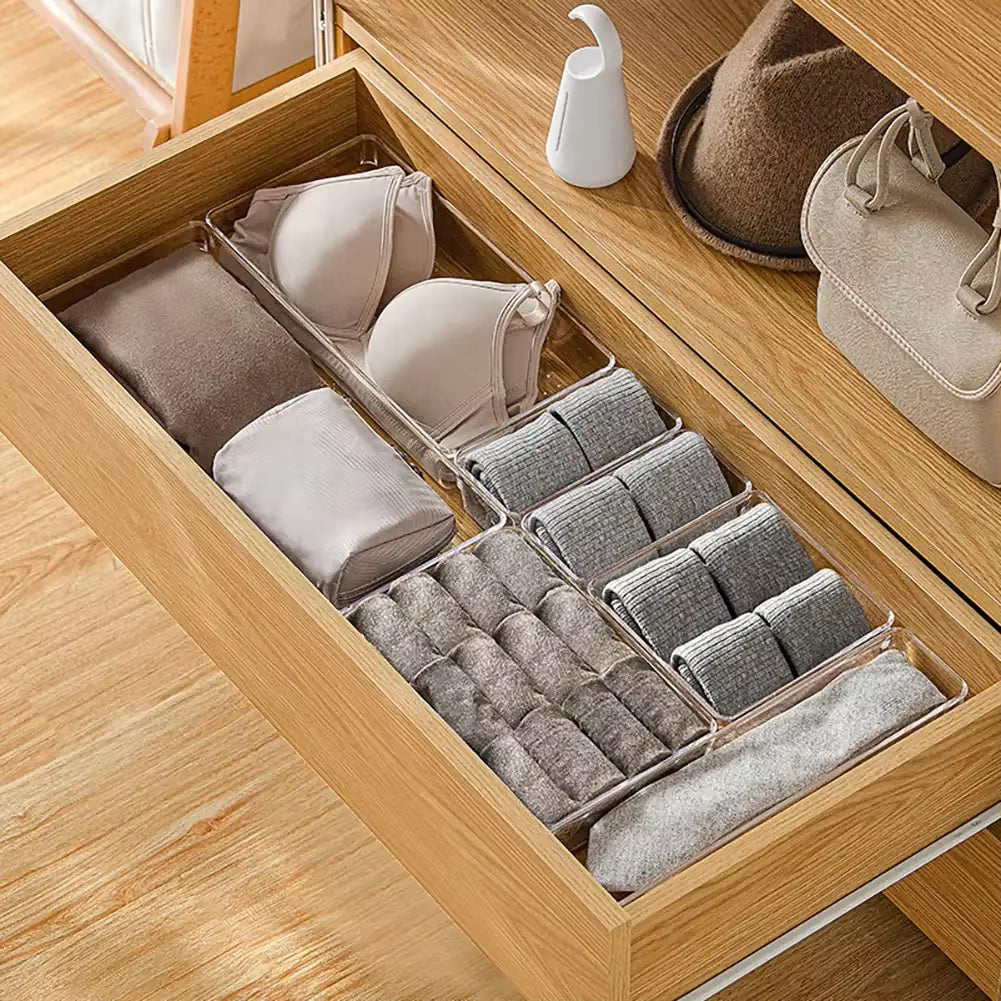 ClearNest Organizer – Transparent Anti-Scratch Drawer Storage Box for Cosmetics, Office &amp; Home