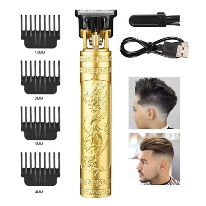 Rechargeable Trimmer with Engraved Dragon &amp; Buddha Design