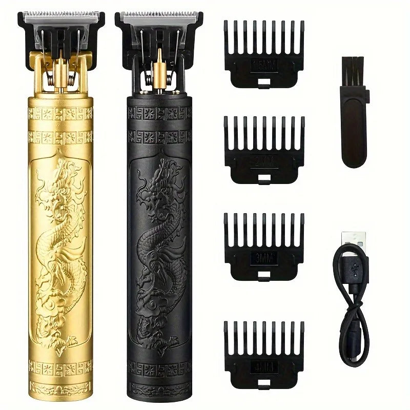 Rechargeable Trimmer with Engraved Dragon &amp; Buddha Design