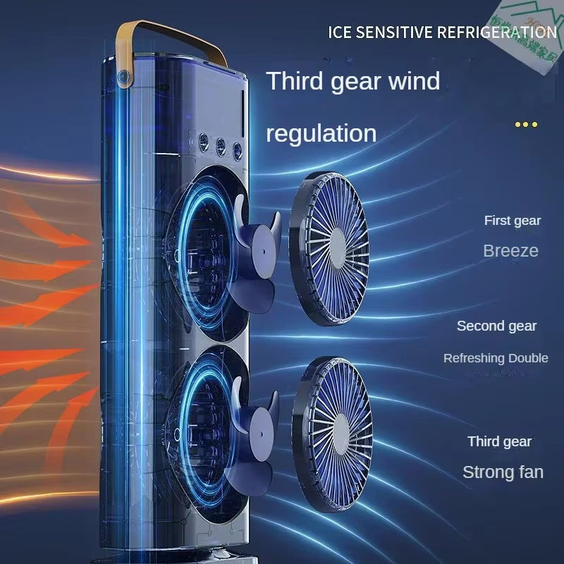 BreezeGlow™ 2-in-1 Dual Mist Cooling Fan – Chill, Hydrate &amp; Light Up Your Space