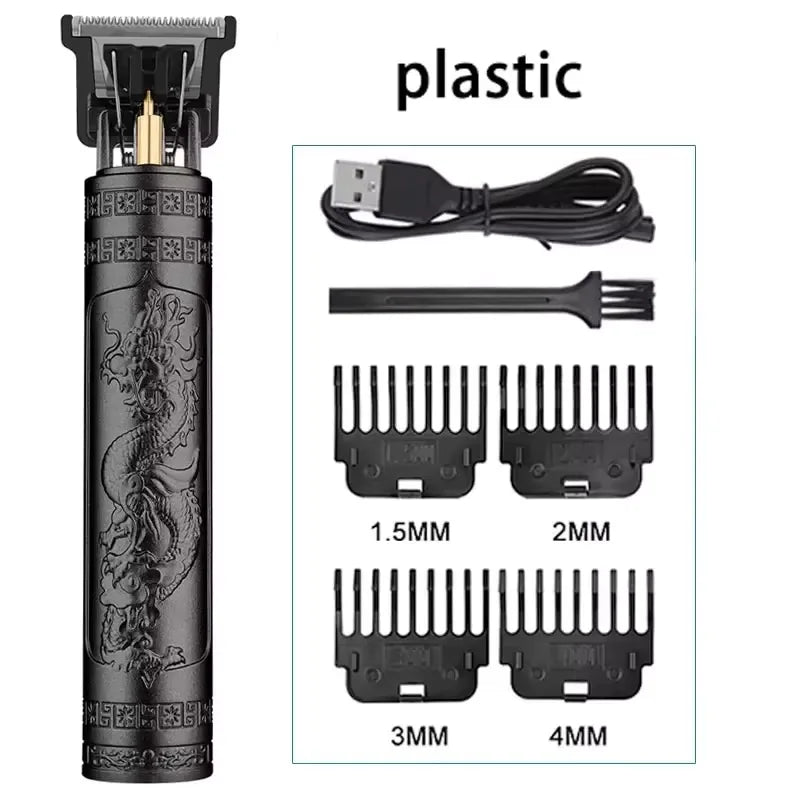 Rechargeable Trimmer with Engraved Dragon &amp; Buddha Design