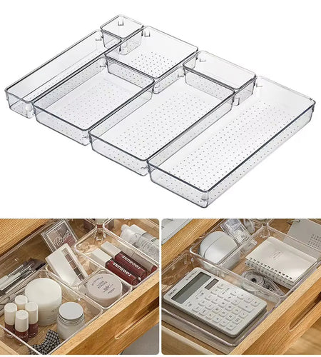 ClearNest Organizer – Transparent Anti-Scratch Drawer Storage Box for Cosmetics, Office & Home