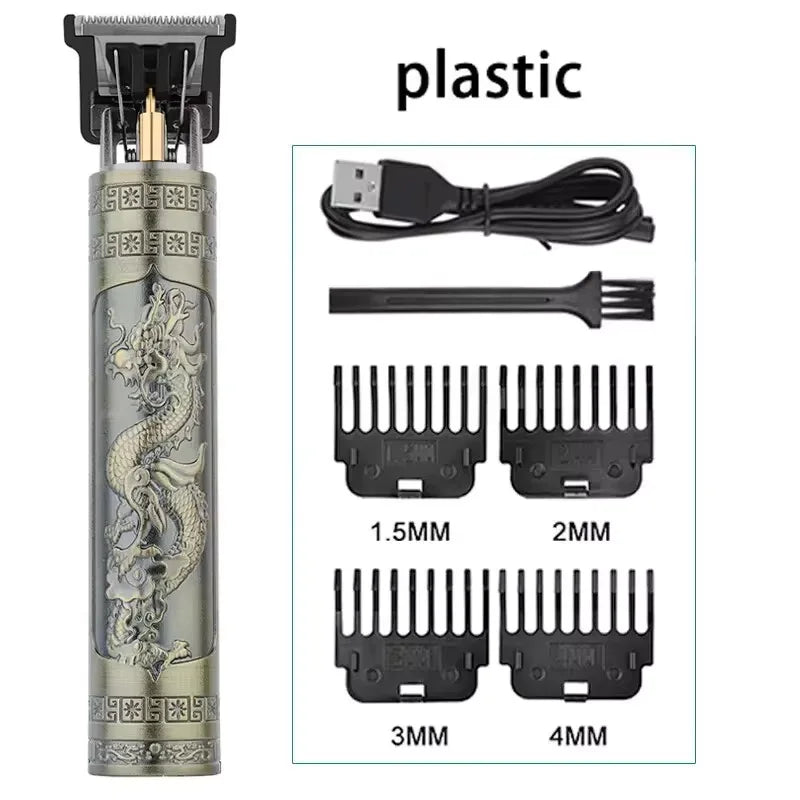 Rechargeable Trimmer with Engraved Dragon &amp; Buddha Design