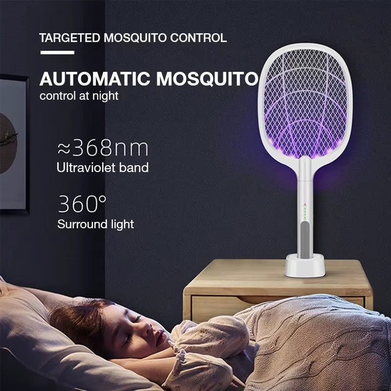 ZapAway USB Electric Mosquito Lamp &amp; Fly Swatter – Portable Handheld Triple-Layer Mesh for Instant Relief