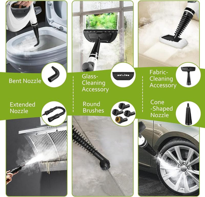 Pressurized Handheld Steam Cleaner &amp; Rechargeable Spin Scrubber