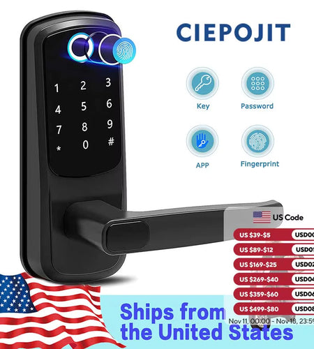 Smart Lock 5 in 1 Door Lock with Handle Biometric Technology Storage Memory Function TT LOCK APP Control