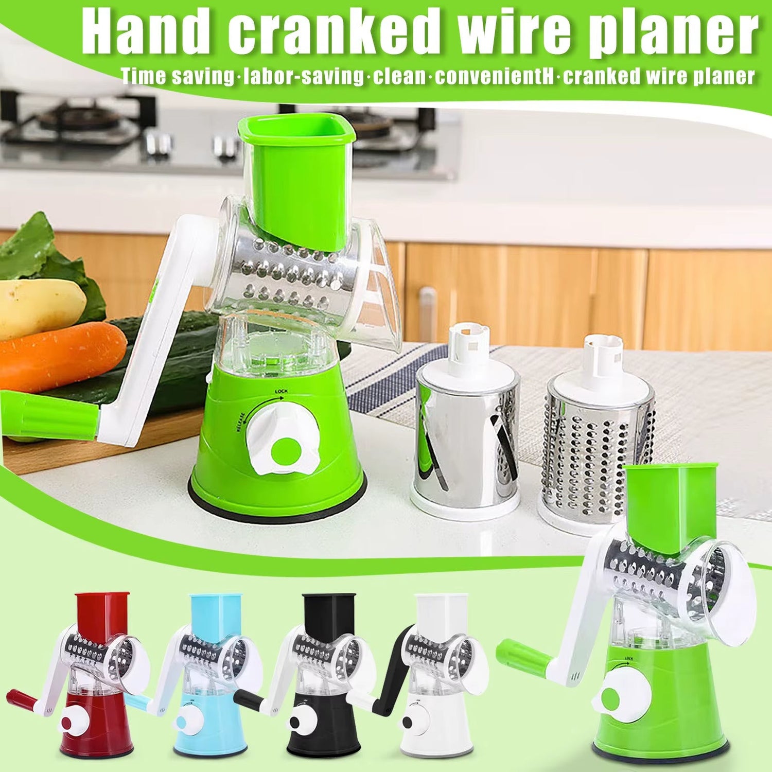 SliceMate Pro – Multi-Functional Hand-Cranked Vegetable Cutter &amp; Grater for Effortless Kitchen Prep