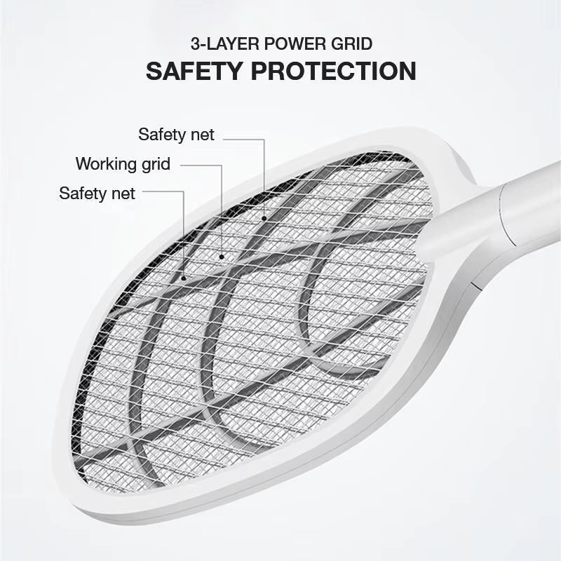 ZapAway USB Electric Mosquito Lamp &amp; Fly Swatter – Portable Handheld Triple-Layer Mesh for Instant Relief