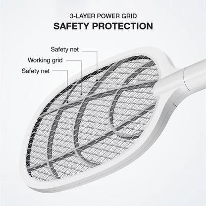 ZapAway USB Electric Mosquito Lamp &amp; Fly Swatter – Portable Handheld Triple-Layer Mesh for Instant Relief