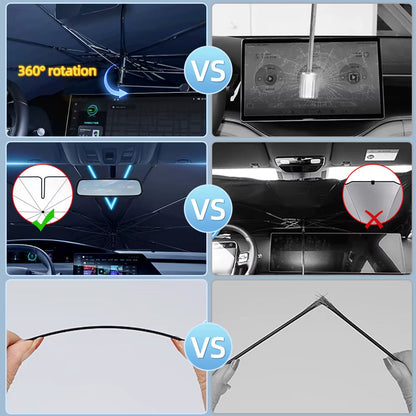 SunShield 360 – Rotatable Umbrella-Style Car Windshield Sunshade with UV &amp; Heat Protection