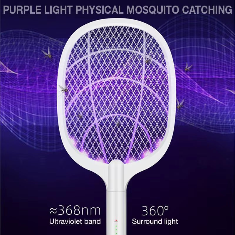 ZapAway USB Electric Mosquito Lamp &amp; Fly Swatter – Portable Handheld Triple-Layer Mesh for Instant Relief