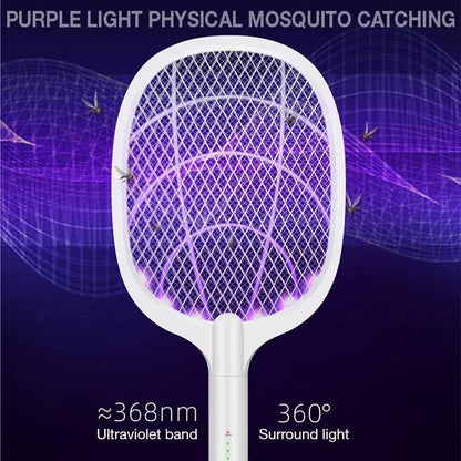 ZapAway USB Electric Mosquito Lamp &amp; Fly Swatter – Portable Handheld Triple-Layer Mesh for Instant Relief