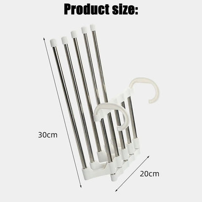 MaxiRack 5-in-1 Magic Trouser Rack – Stainless Steel Folding Pant &amp; Tie Organizer for Closet &amp; Wardrobe Storage