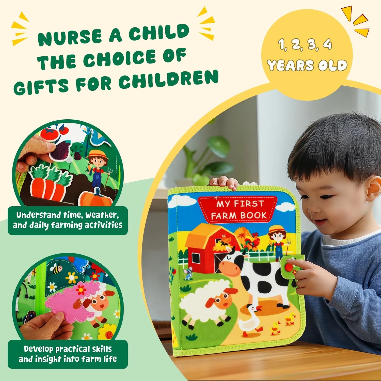 Little Learner Quiet Book – Soft Felt Sensory Activity Book for Toddlers &amp; Preschool Education