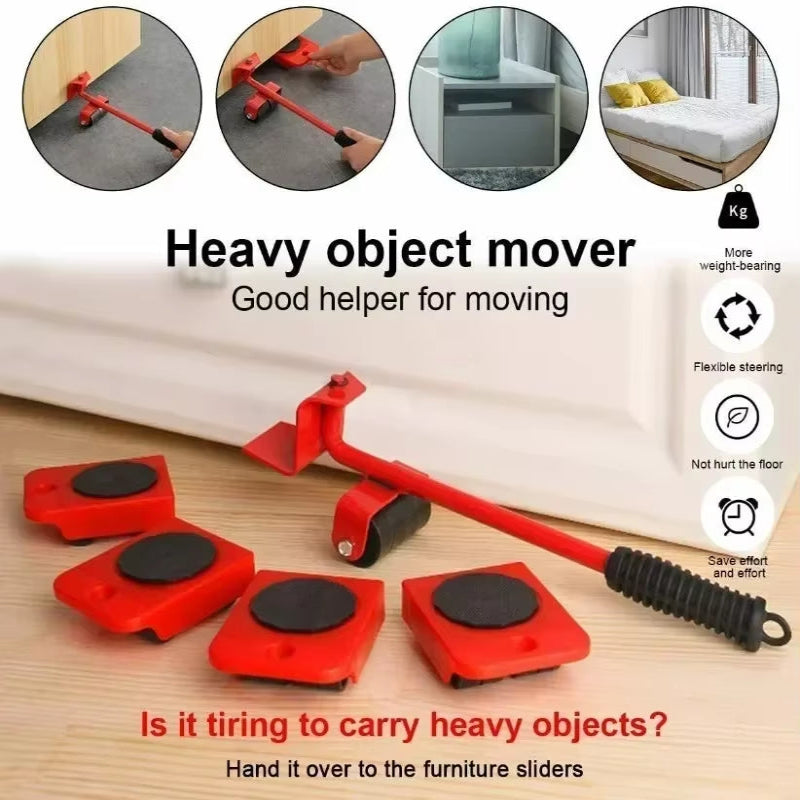 EasyGlide Furniture Mover Set – Heavy Lifter Bar &amp; Slider Wheels for Effortless Moving